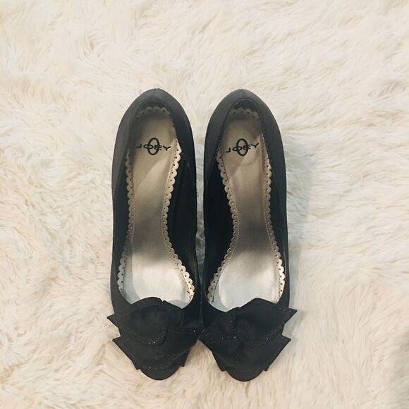 Joey Black Peep Toe Sparkle Heels - Picture 5 of 16